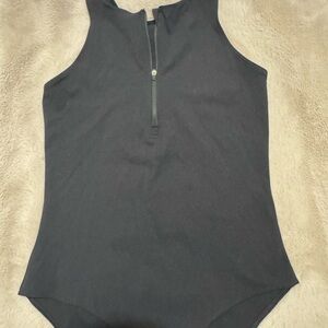 TNA Black Sleeveless Zip-Front Bodysuit